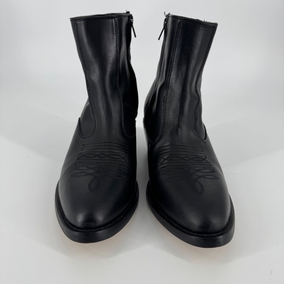Masterson Boot Co Black Leather Western Ankle Boots Side Zip Men's 8.5D - Picture 2 of 10